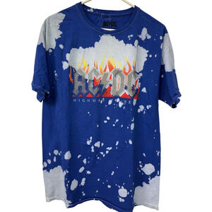 ACDC Vintage Style Highway to Hell Fire Graphic Tie Dye Unisex T Shirt S Blue